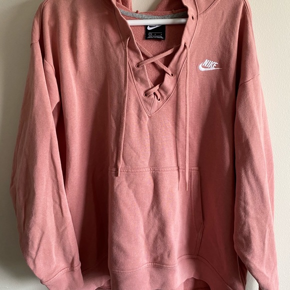 Nike Club Lace-Up Hooded Sweatshirt (Large) - Picture 3 of 6